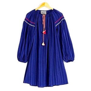 Anthropologie Conditions Apply dress blue tassels long sleeve size S